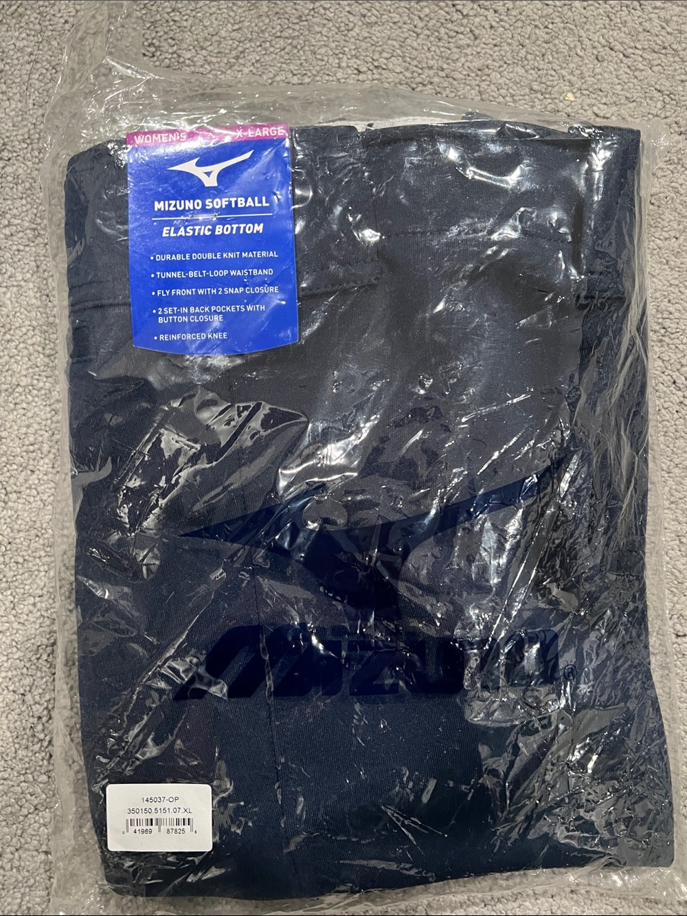 Mizuno Navy Women's Softball Pants with Elastic Hem